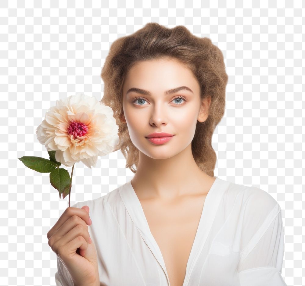 PNG Woman flower portrait plant adult. AI generated Image by rawpixel.