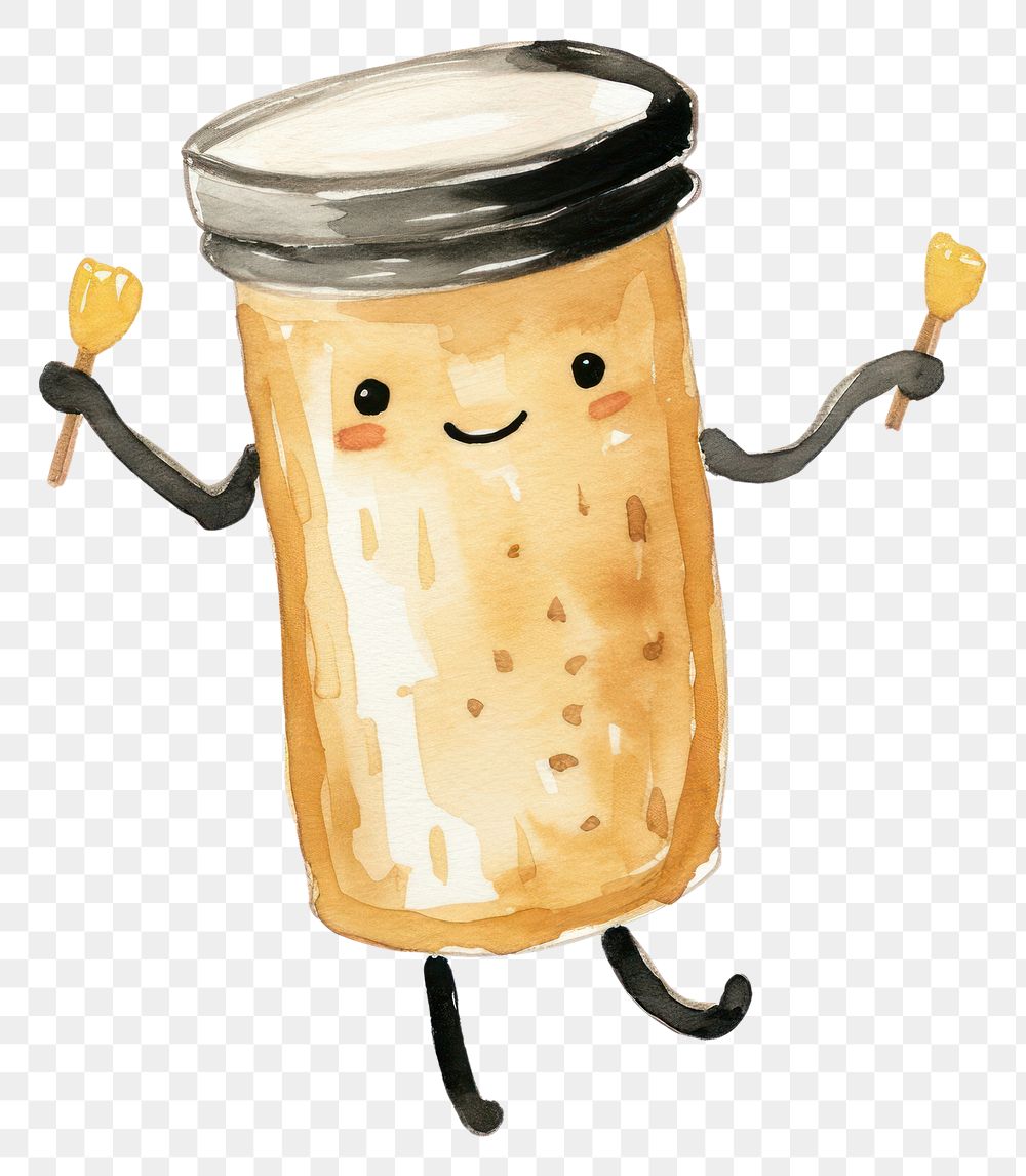 PNG  Peanut butter dancing white background anthropomorphic percussion. AI generated Image by rawpixel.