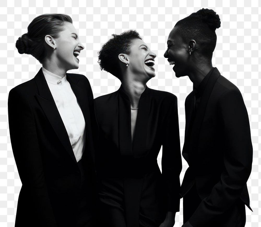 PNG  Four diversity people talking and laughing photography portrait adult. AI generated Image by rawpixel.