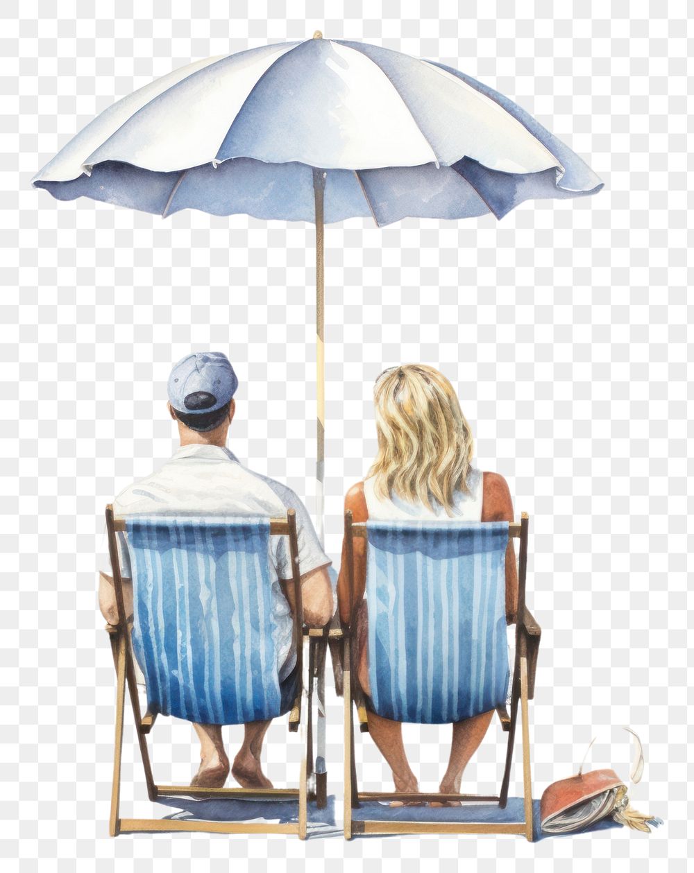 PNG  Couple sitting beach furniture vacation. AI generated Image by rawpixel.