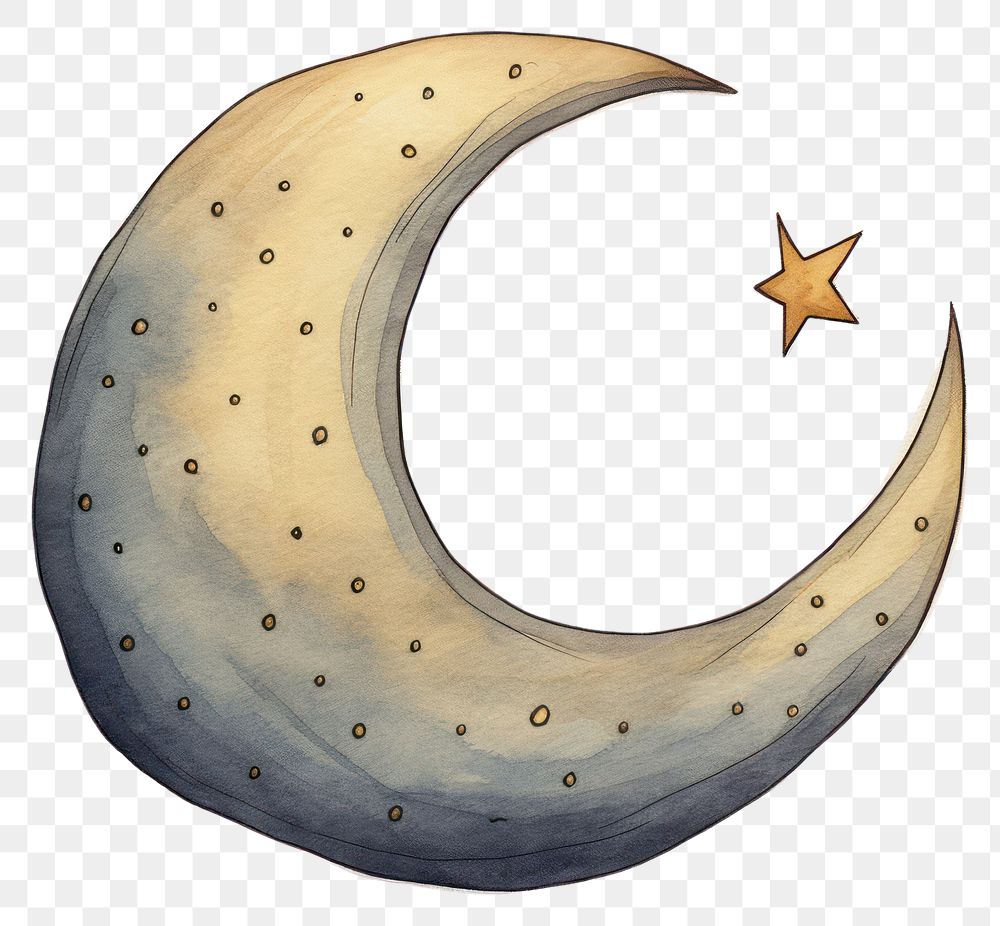 PNG  Muslim crescent moon astronomy cartoon night. AI generated Image by rawpixel.