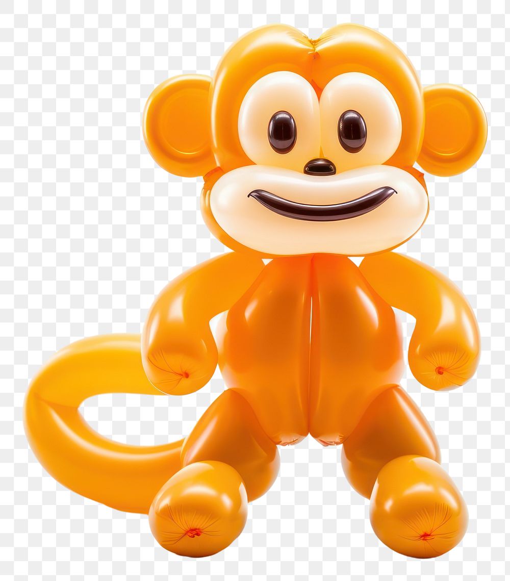 PNG  Twisty balloon in the shape of a monkey toy cute white background. AI generated Image by rawpixel.