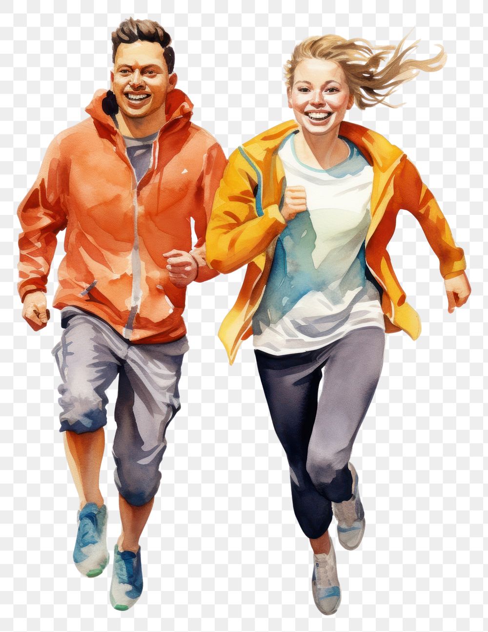 PNG  Couple running portrait footwear. AI generated Image by rawpixel.