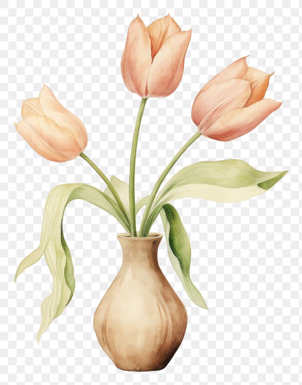 PNG Tulip in a vase painting drawing flower. AI generated Image by rawpixel.