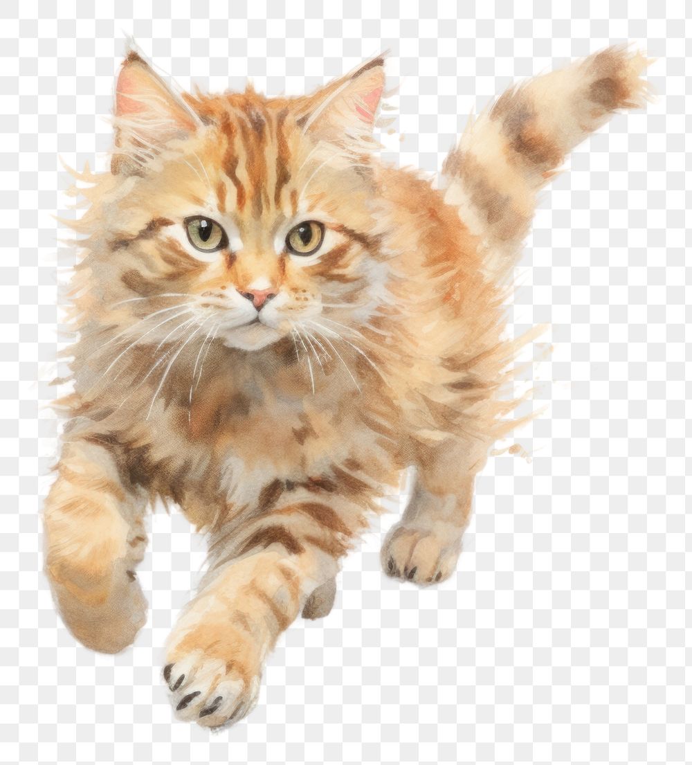 PNG Cat running drawing animal mammal. AI generated Image by rawpixel.