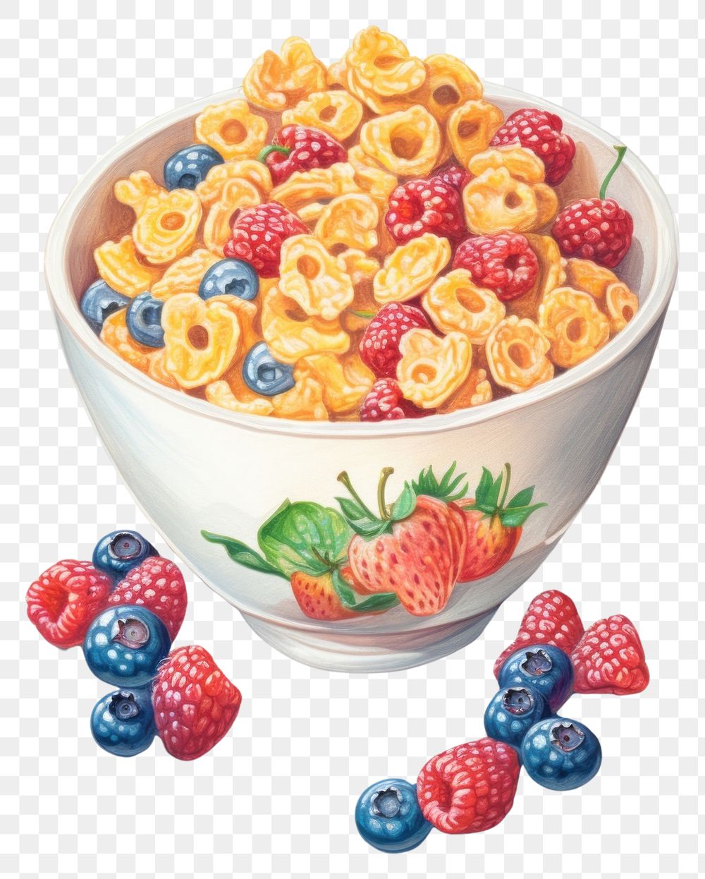 PNG Cereal boxe produced raspberry blueberry dessert. AI generated Image by rawpixel.