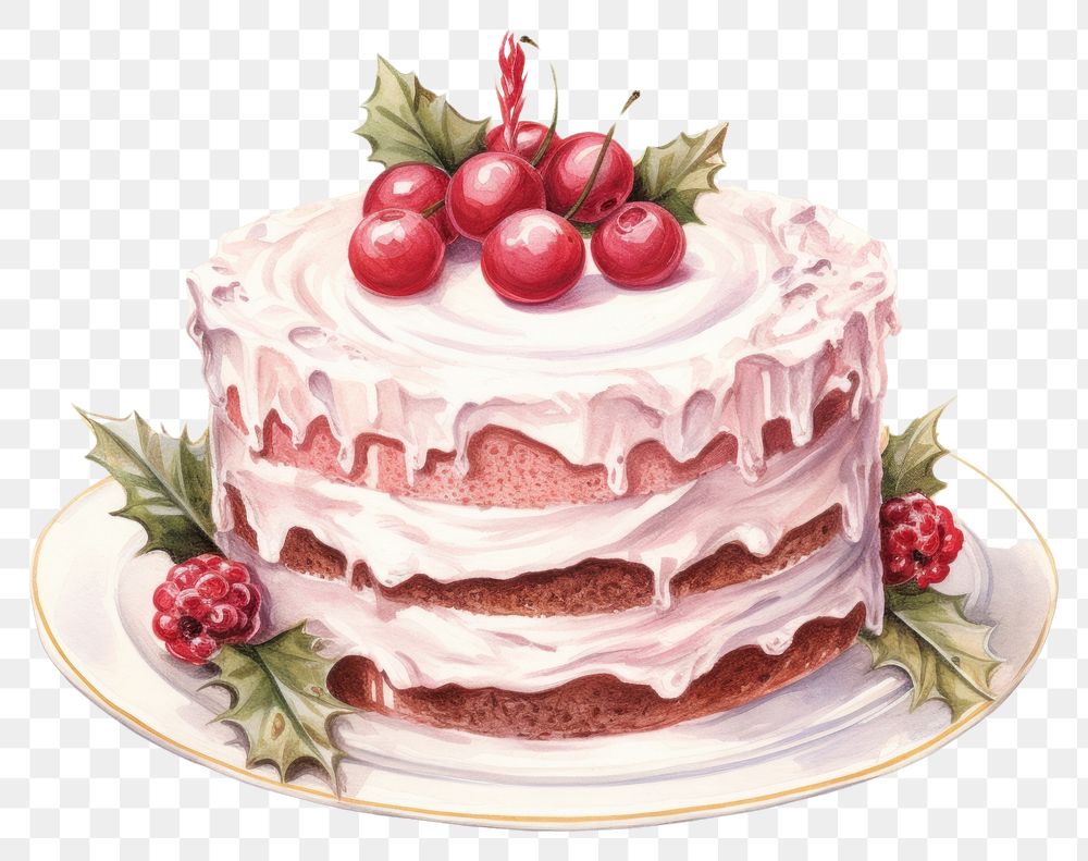 PNG Christmas cake dessert fruit cream. AI generated Image by rawpixel.