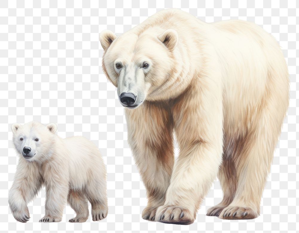 PNG Polar bear with baby wildlife mammal animal. AI generated Image by rawpixel.