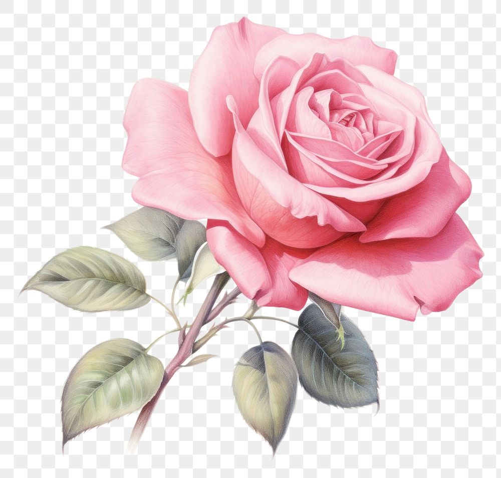 PNG Rose drawing flower plant. AI generated Image by rawpixel.