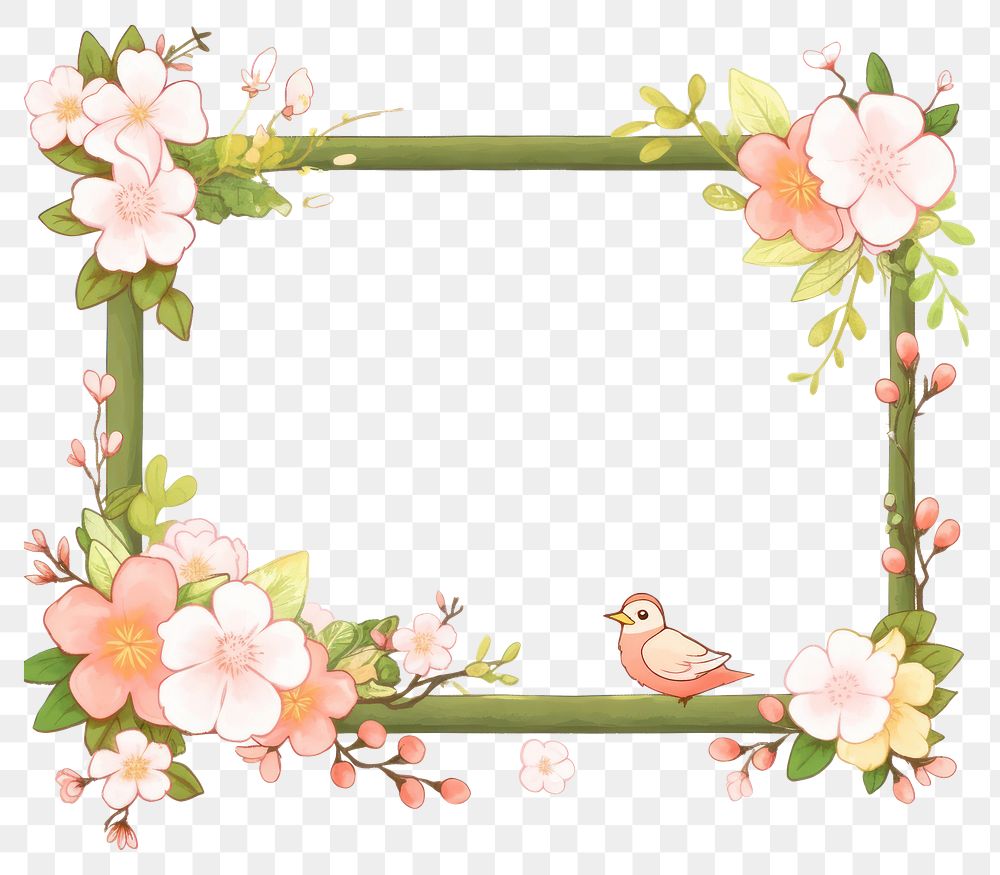 PNG Spring blossom flower plant frame. AI generated Image by rawpixel.