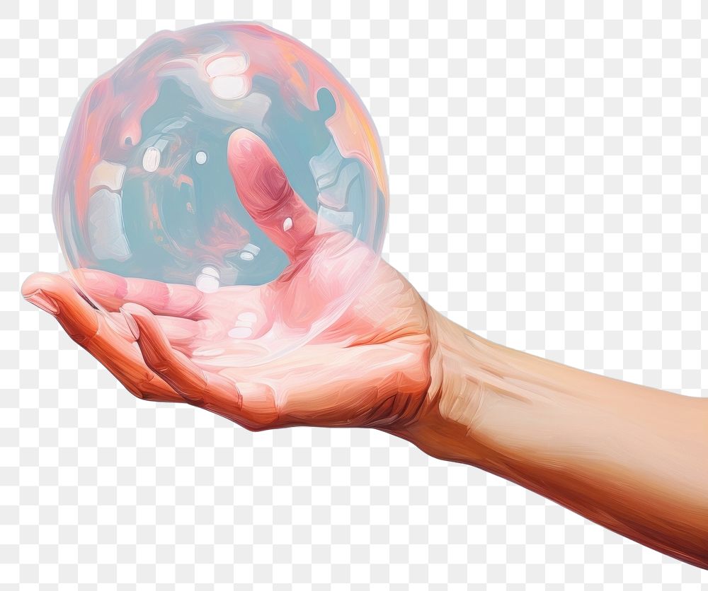 PNG A hand holding soap bubble sphere adult transparent. 