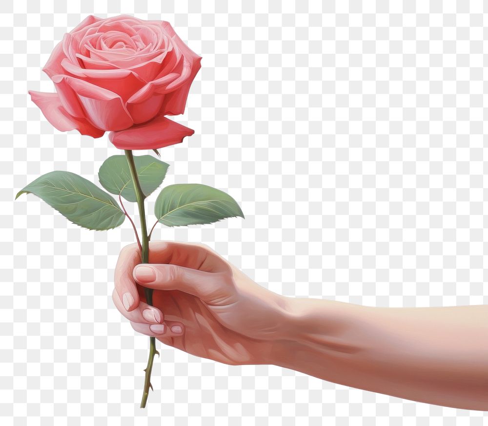PNG A hand holding flower rose plant adult. AI generated Image by rawpixel.