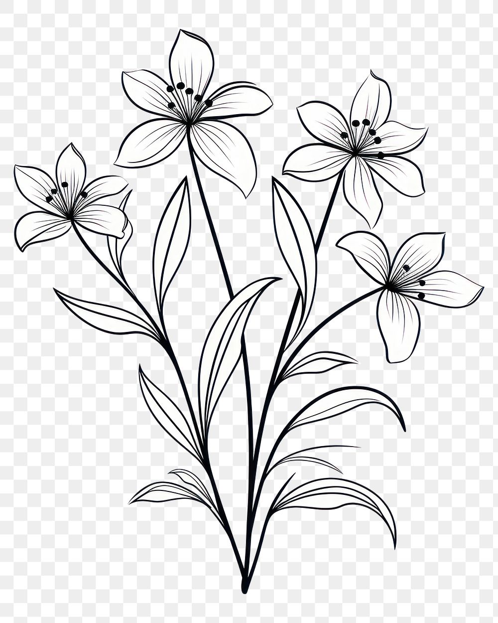 PNG Floral plant pattern drawing. AI generated Image by rawpixel.