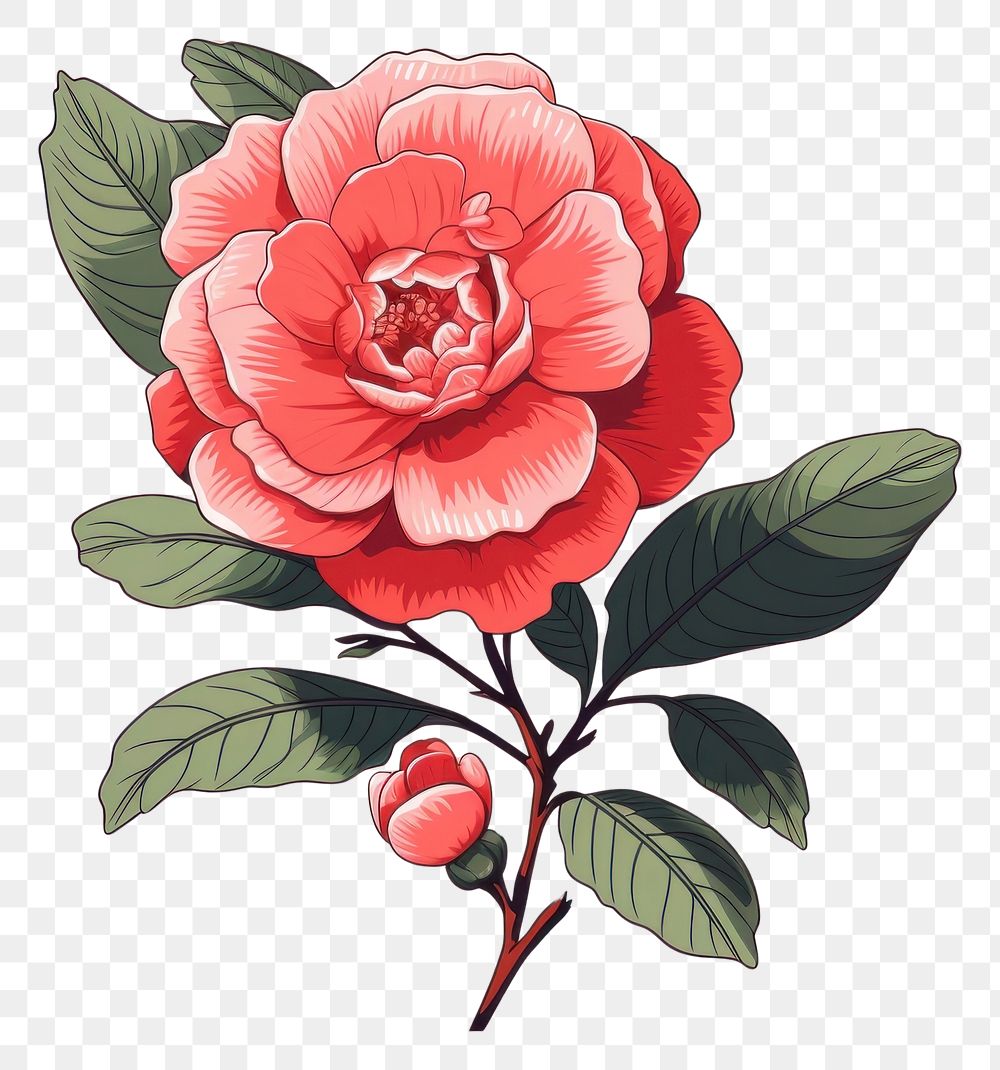PNG Camellia drawing flower sketch. AI generated Image by rawpixel.