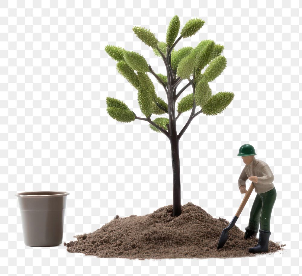 PNG Man planting tree gardening outdoors soil. AI generated Image by rawpixel.