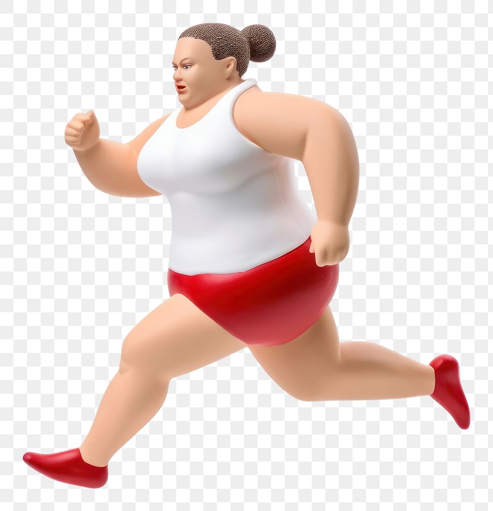 PNG Chubby woman running adult white background determination. AI generated Image by rawpixel.