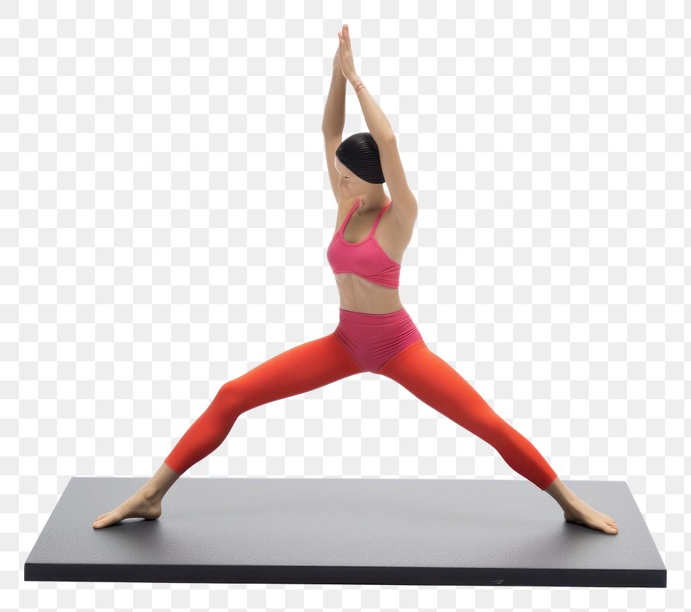 PNG Female in yoga pose sports adult white background. AI generated Image by rawpixel.