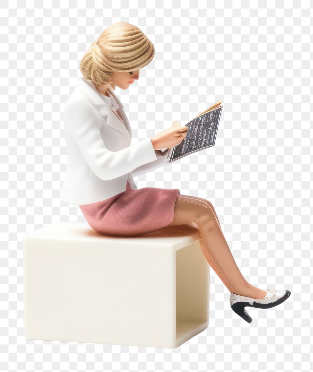 PNG Female sitting and reading furniture adult white background. AI generated Image by rawpixel.