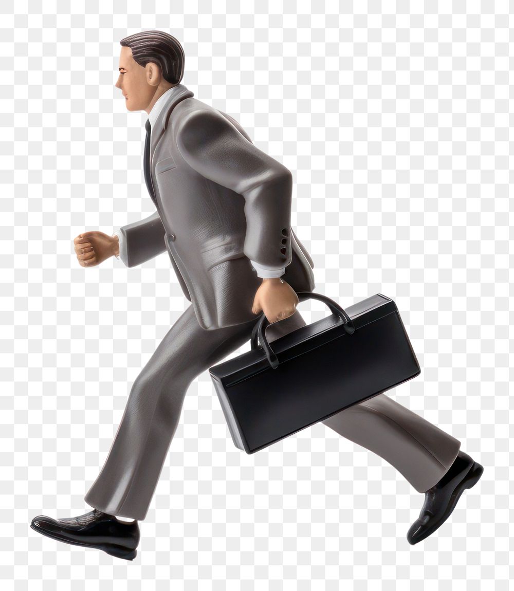 PNG Business man in hurry briefcase adult bag. AI generated Image by rawpixel.