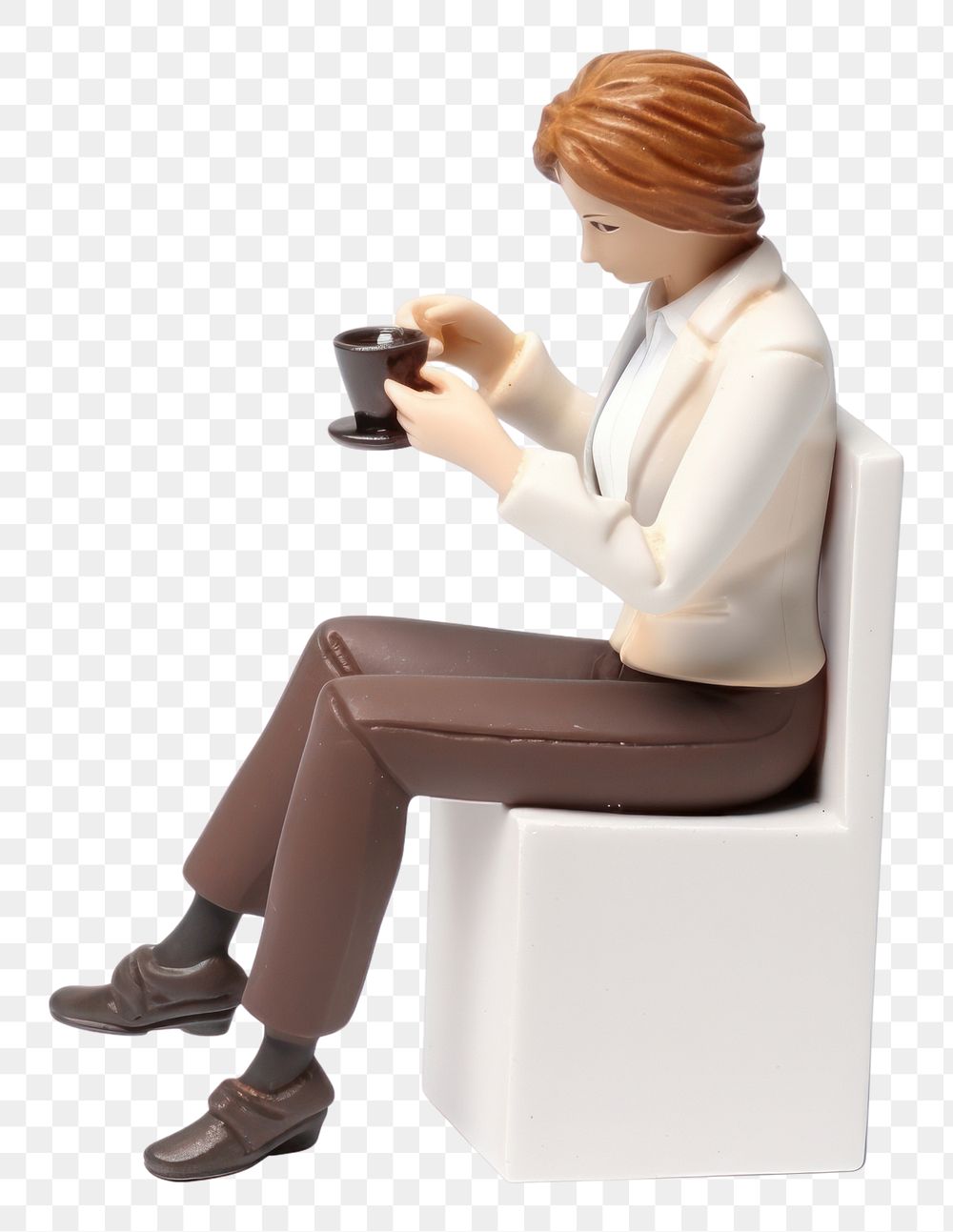 PNG Woman drinking a coffee sitting adult cup. AI generated Image by rawpixel.