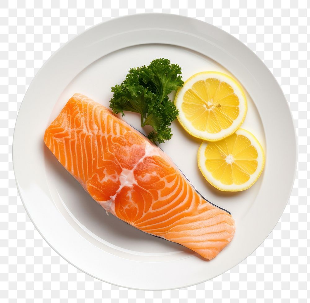 PNG Plate of Sheet Salmon salmon seafood white background. AI generated Image by rawpixel.