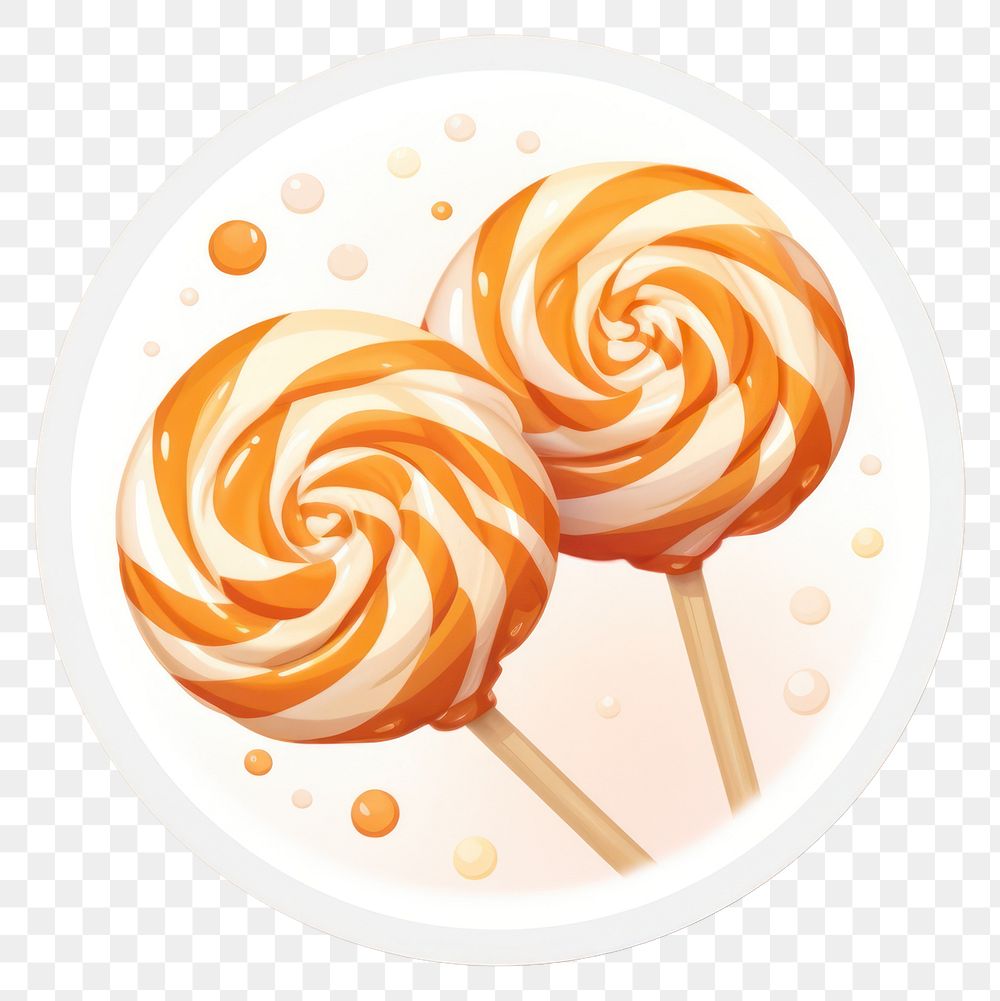 PNG Caramel candy lollipop plate food. AI generated Image by rawpixel.
