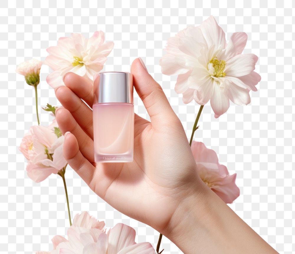 PNG Hand holding cosmetic cosmetics perfume freshness. AI generated Image by rawpixel.