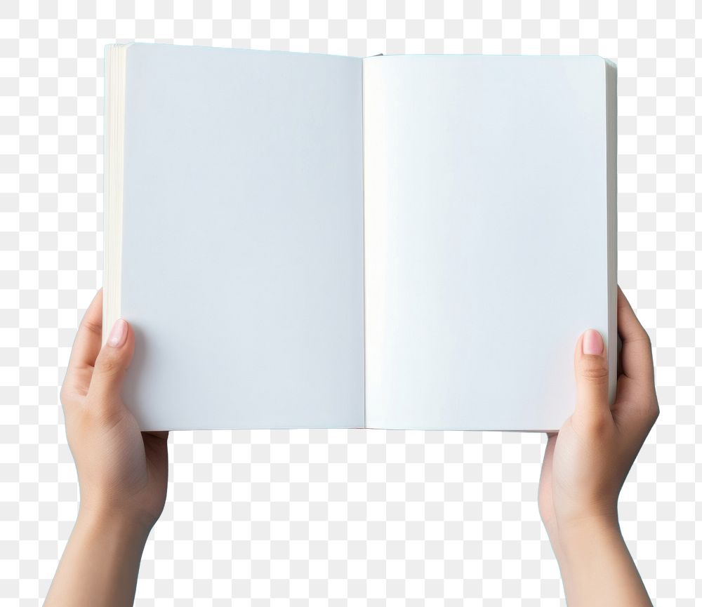 PNG Hand holding blank book publication reading page. AI generated Image by rawpixel.