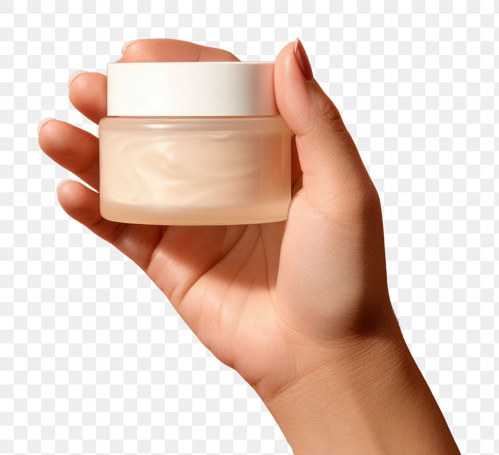PNG Moisturizer container hand cosmetics holding. AI generated Image by rawpixel.
