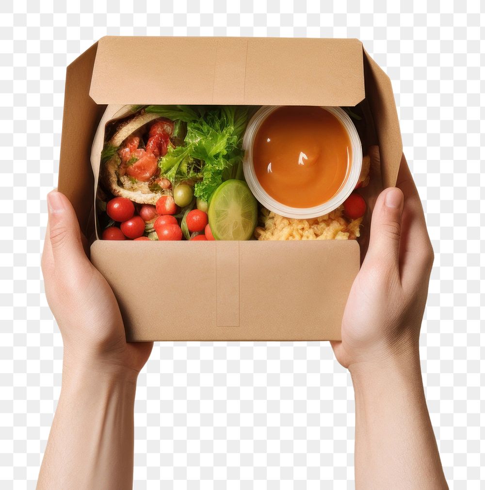 PNG Food cardboard holding lunch. AI generated Image by rawpixel.