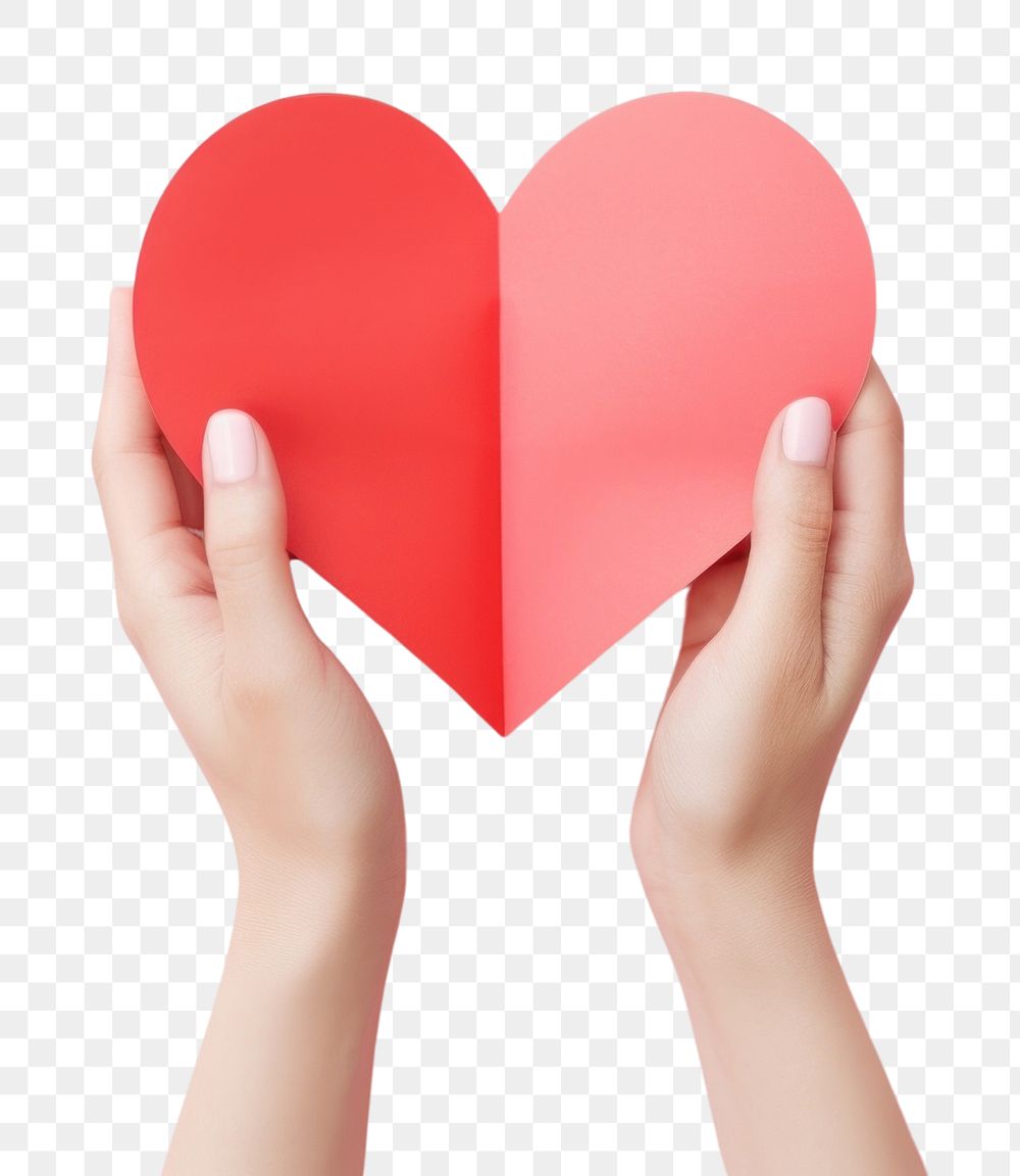 PNG Hands holding red heart paper celebration creativity romance. AI generated Image by rawpixel.