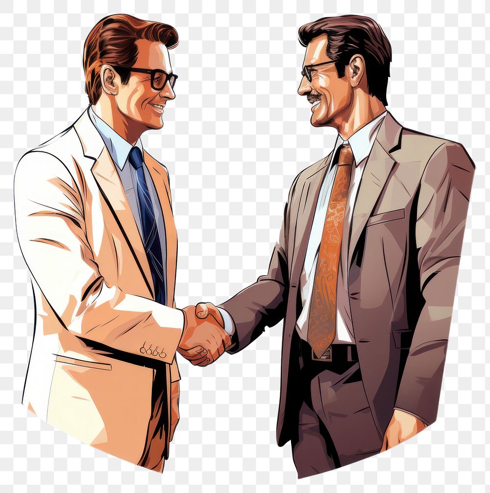 PNG  2 business men shaking hand adult togetherness businesswear. AI generated Image by rawpixel.