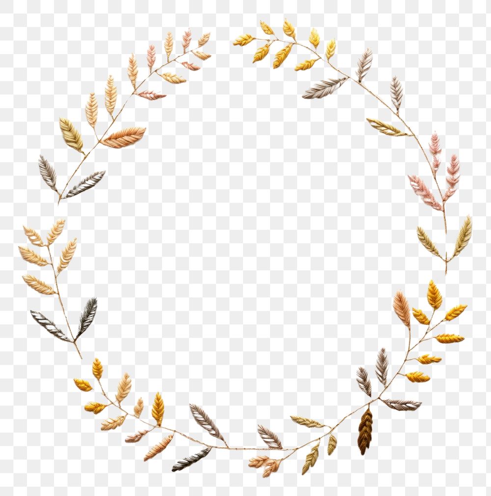 PNG Little autumn leaves circle border pattern embroidery celebration. AI generated Image by rawpixel.