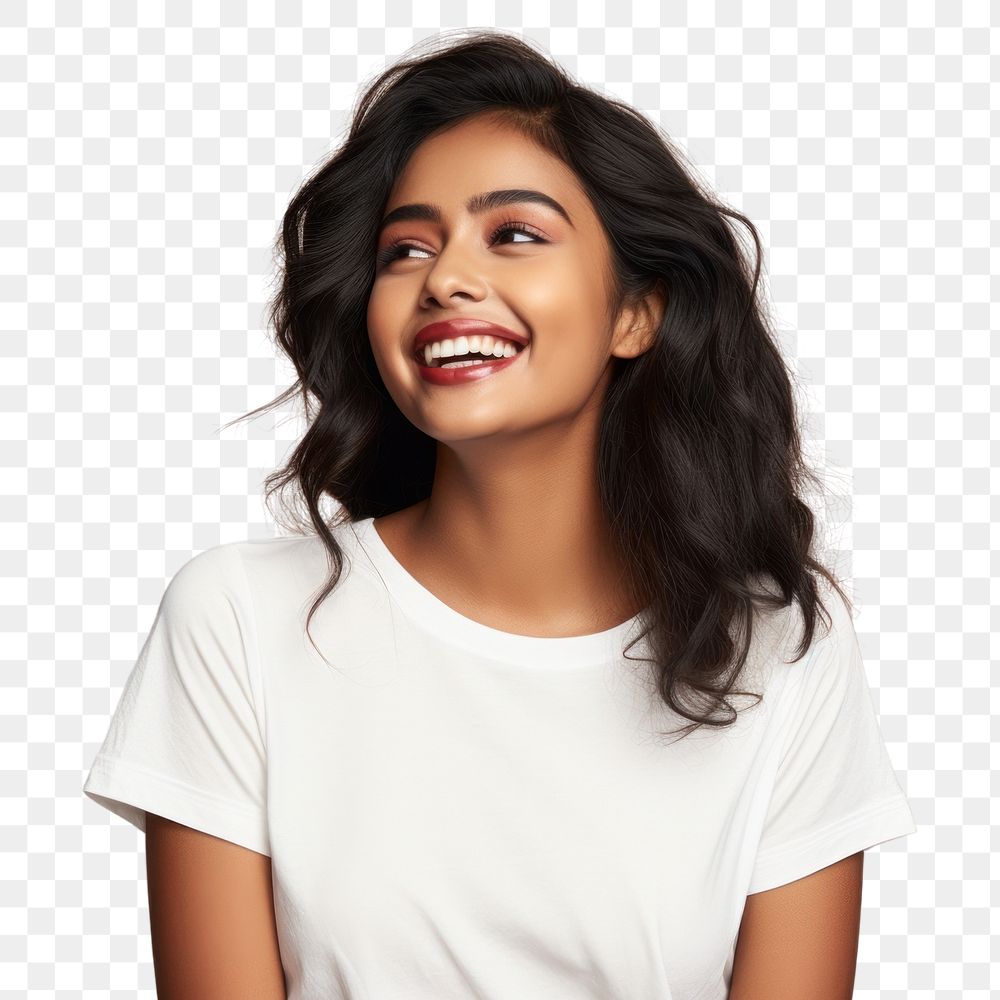 PNG South indian woman laughing smiling smile. AI generated Image by rawpixel.