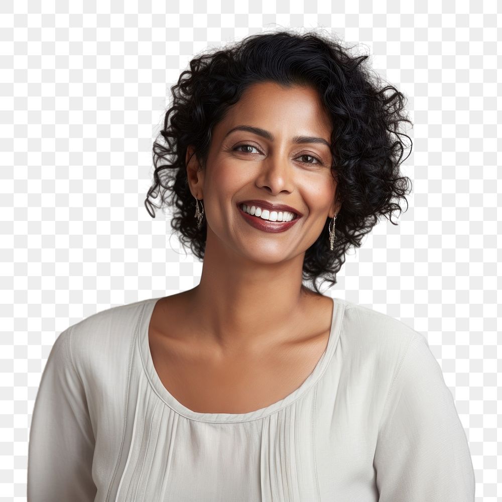 PNG South Indian woman portrait smiling adult. AI generated Image by rawpixel.