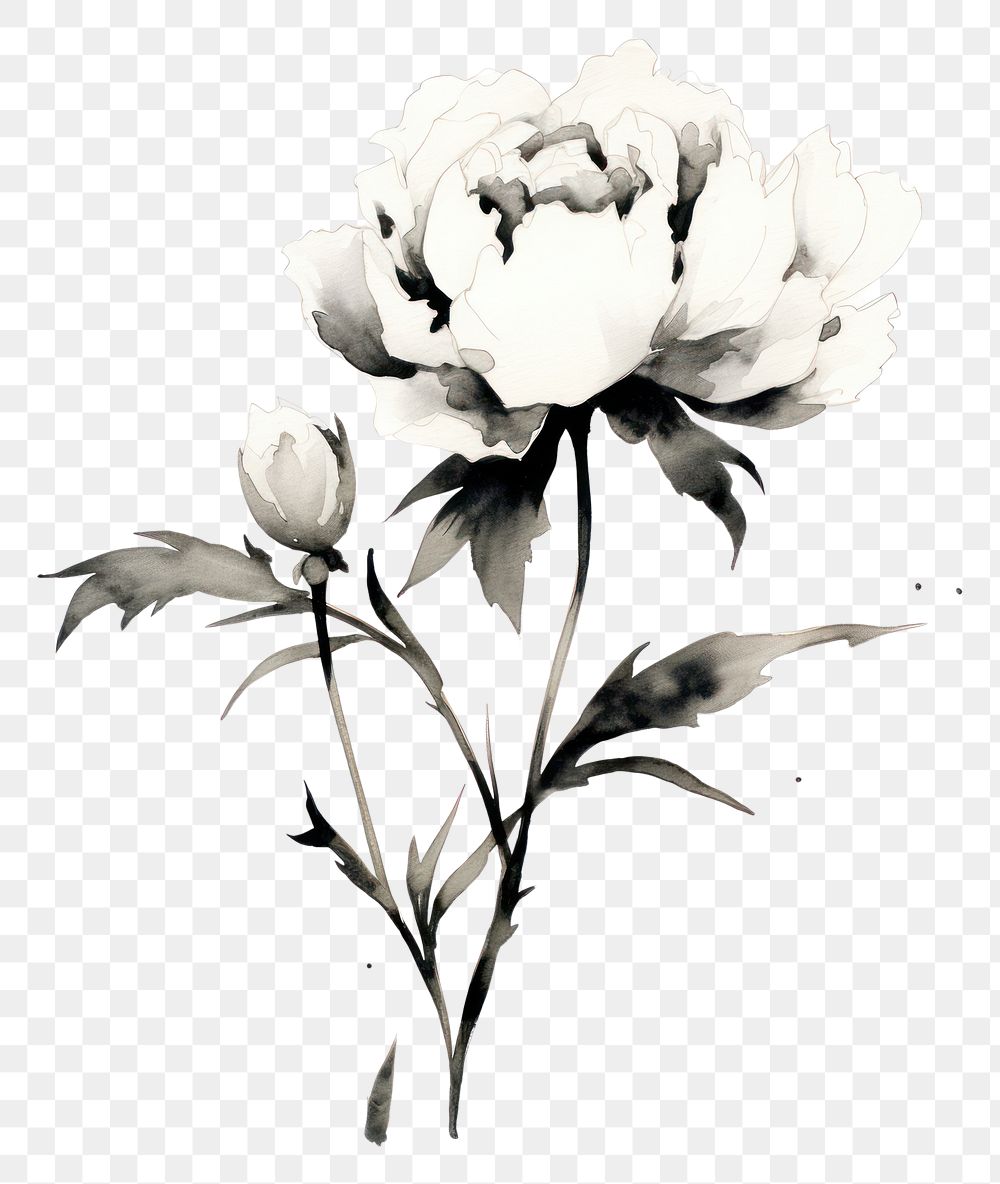 PNG Peony drawing flower sketch. AI generated Image by rawpixel.
