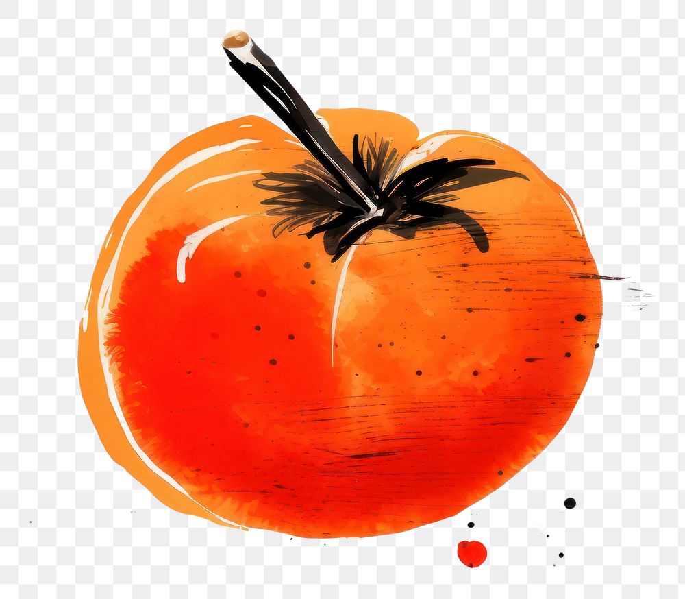 PNG Chinese Persimmon fruit persimmon painting pumpkin. AI generated Image by rawpixel.