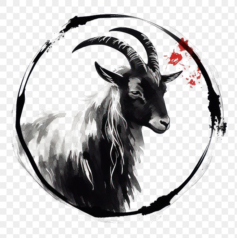 PNG Goat head chinese zodiac livestock animal mammal. AI generated Image by rawpixel.