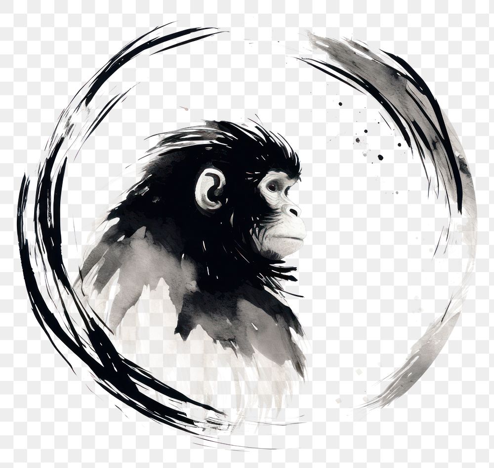 PNG Monkey head chinese zodiac animal mammal circle. AI generated Image by rawpixel.