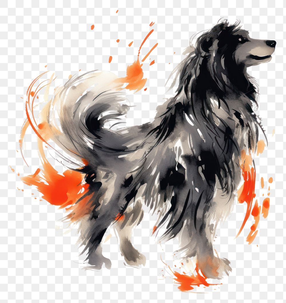 PNG Dog chinese zodiac painting mammal animal. AI generated Image by rawpixel.