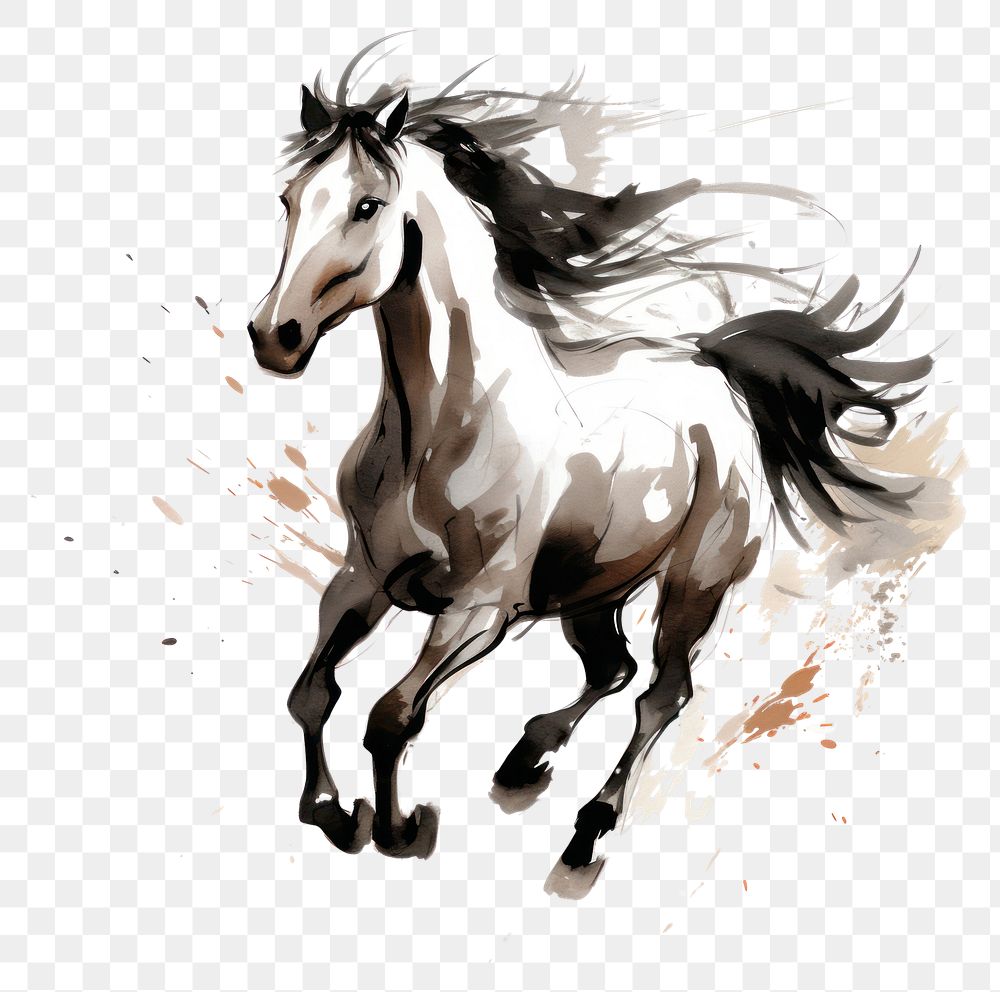 PNG Horse chinese zodiac stallion drawing animal. AI generated Image by rawpixel.