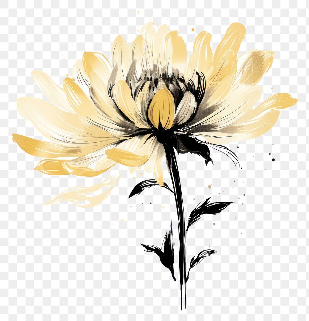 PNG Pale yellow Chrysanthemum flower pattern petal plant