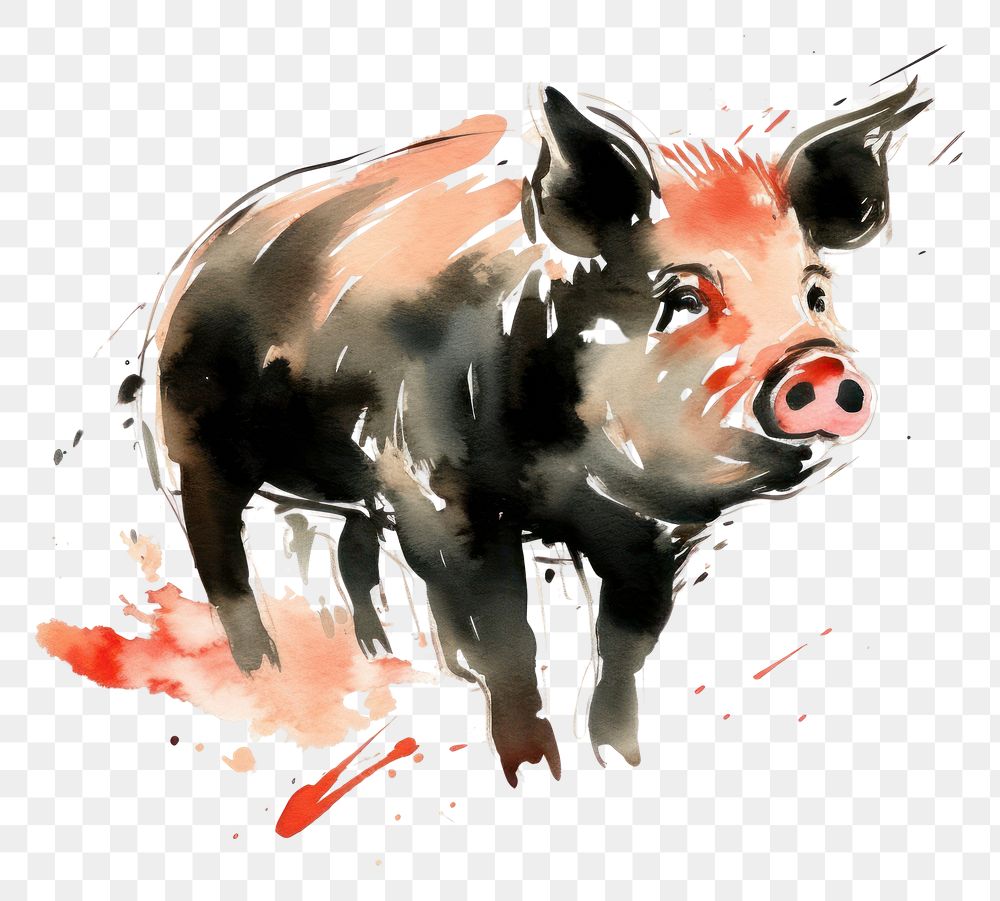 PNG Pig chinese zodiac mammal animal paint. AI generated Image by rawpixel.