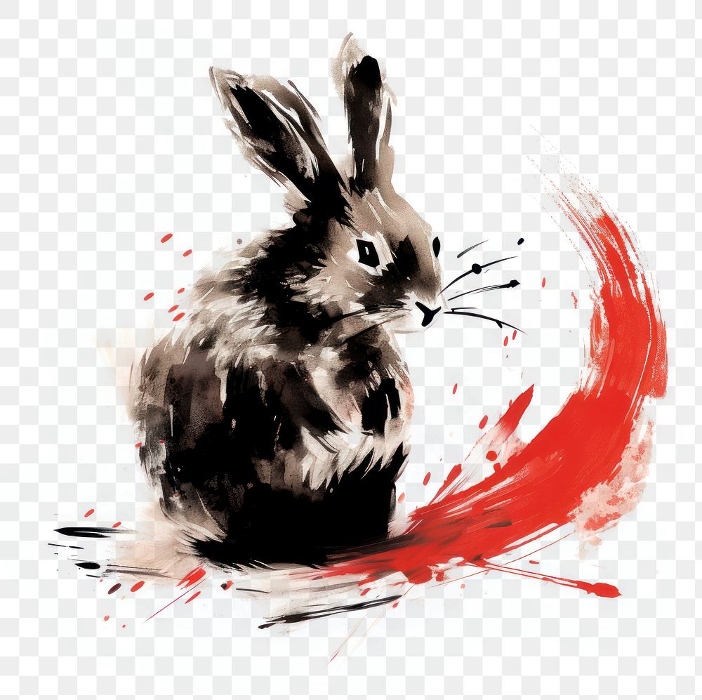 PNG Rabbit chinese zodiac animal mammal white background. AI generated Image by rawpixel.