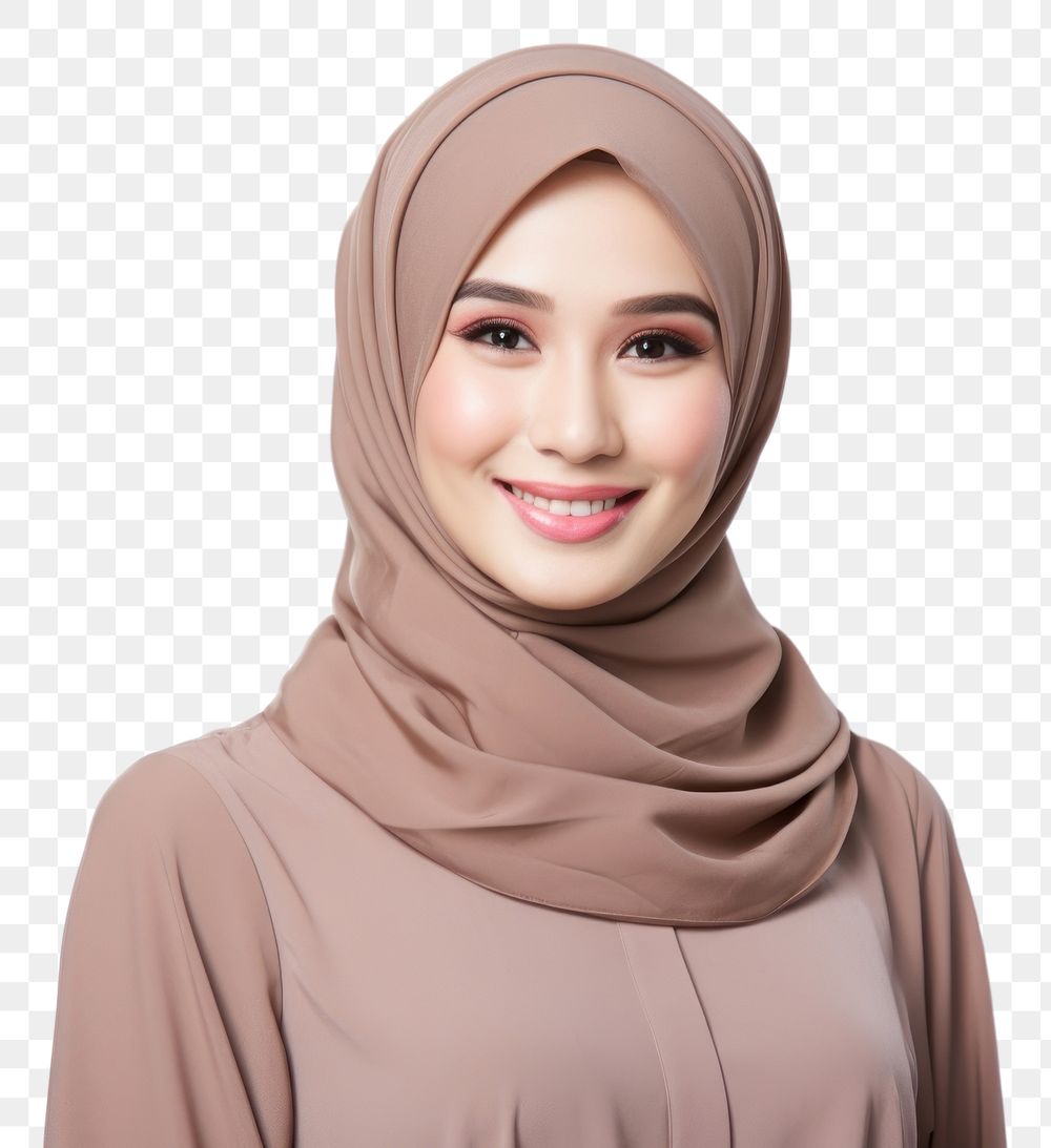 PNG  Asian Muslim woman portrait photography smiling. AI generated Image by rawpixel.