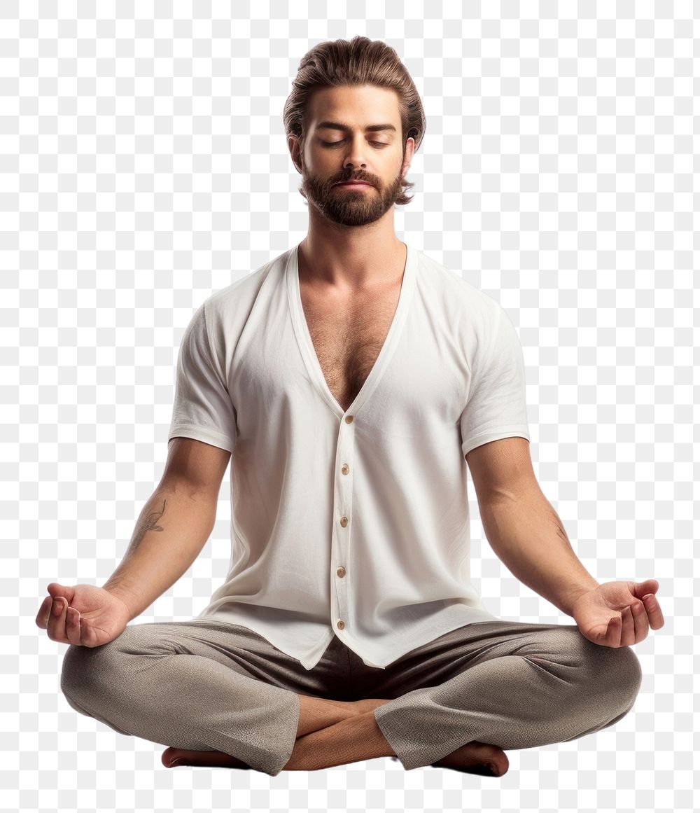 PNG Men meditation sitting sports adult. AI generated Image by rawpixel.