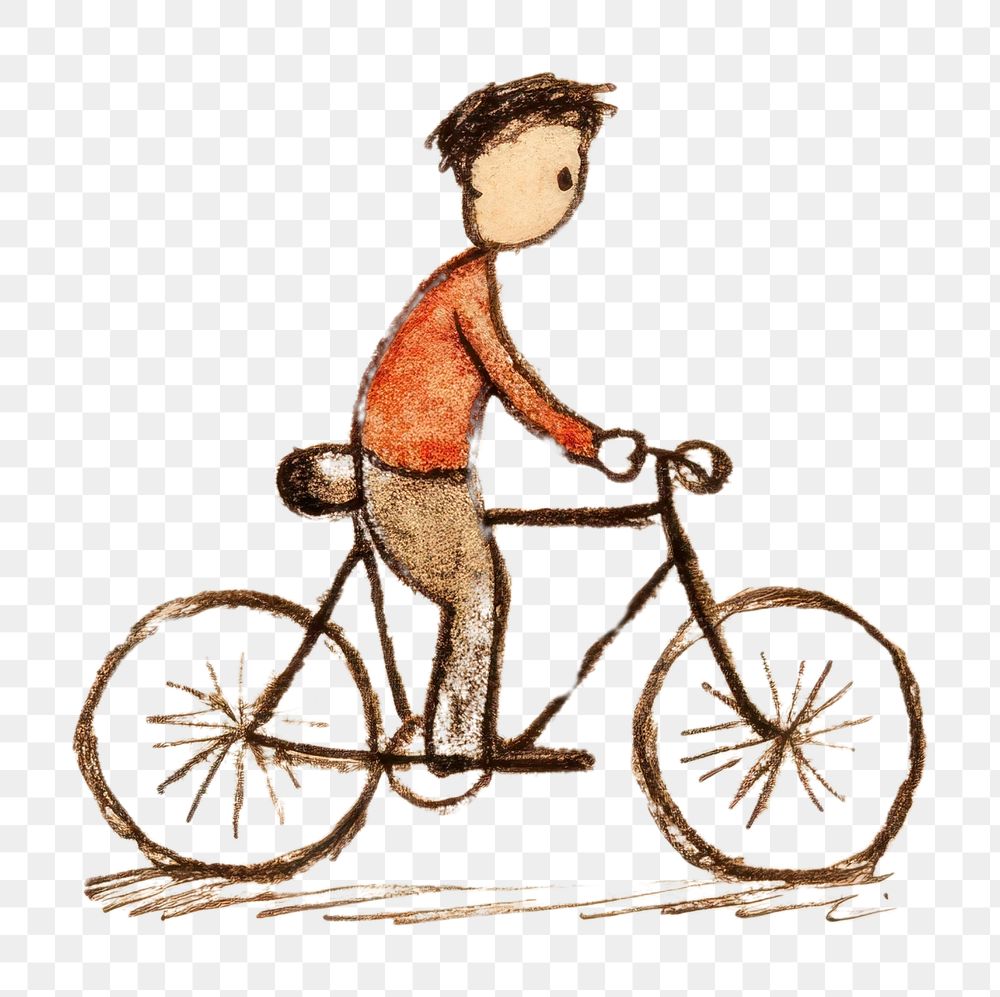 PNG  Man ride a bicycle drawing vehicle cycling. AI generated Image by rawpixel.