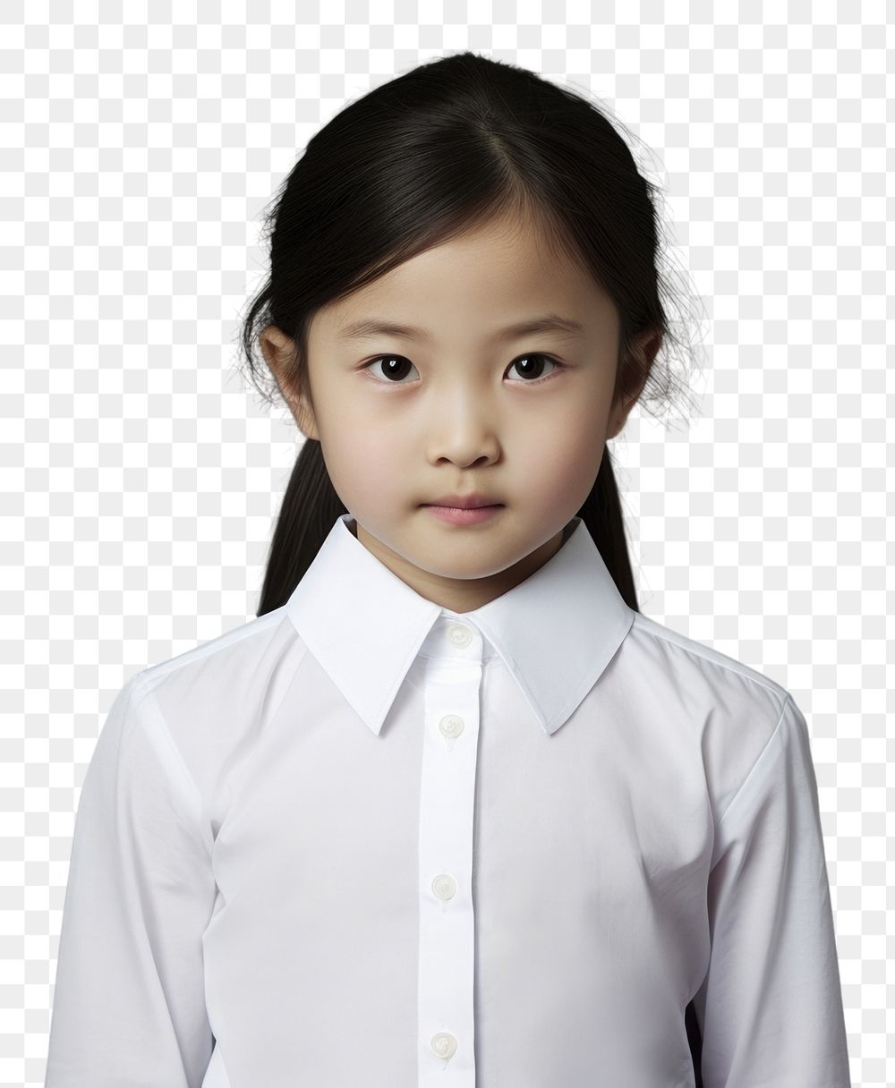 PNG 5 years old girl portrait white shirt. AI generated Image by rawpixel.