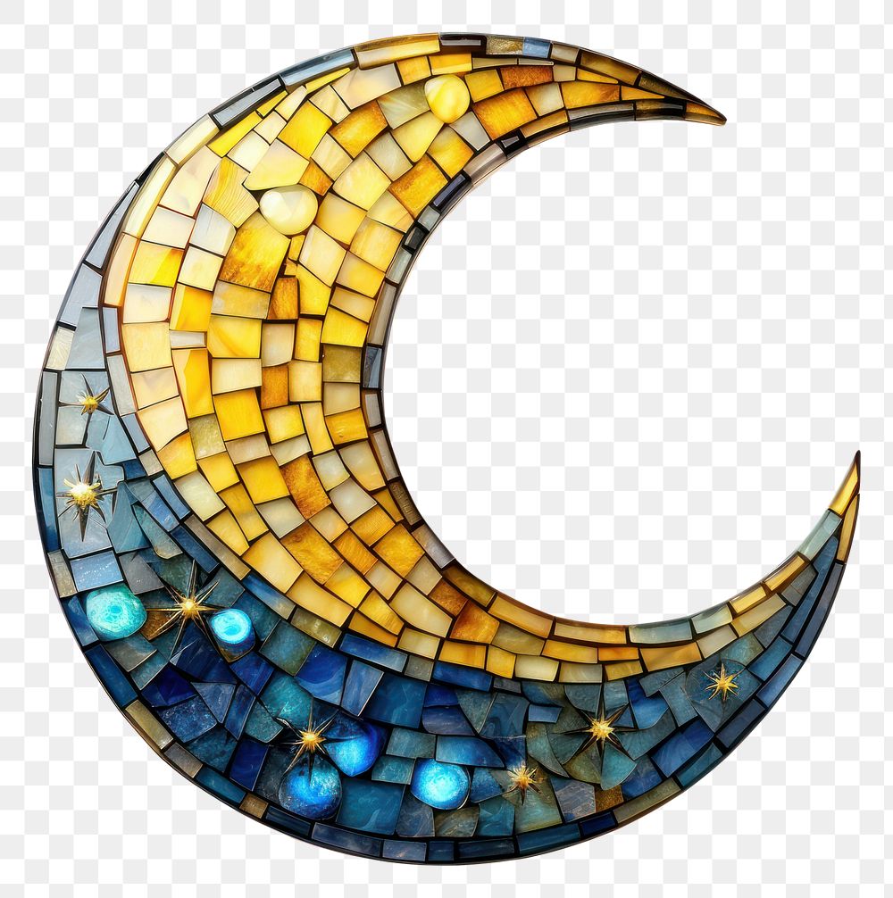 PNG Art yellow mosaic moon. AI generated Image by rawpixel.