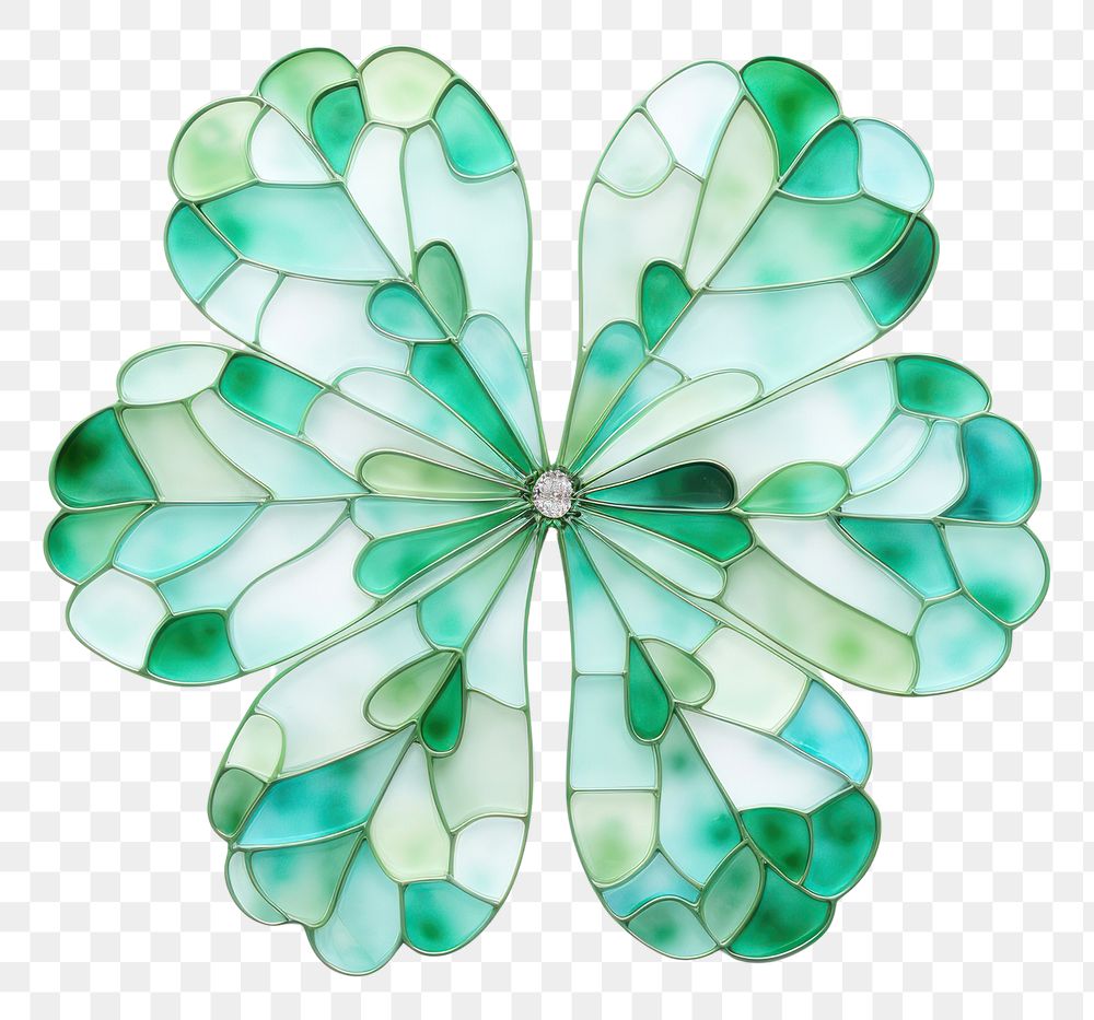 PNG Clover leaf turquoise jewelry glass. AI generated Image by rawpixel.